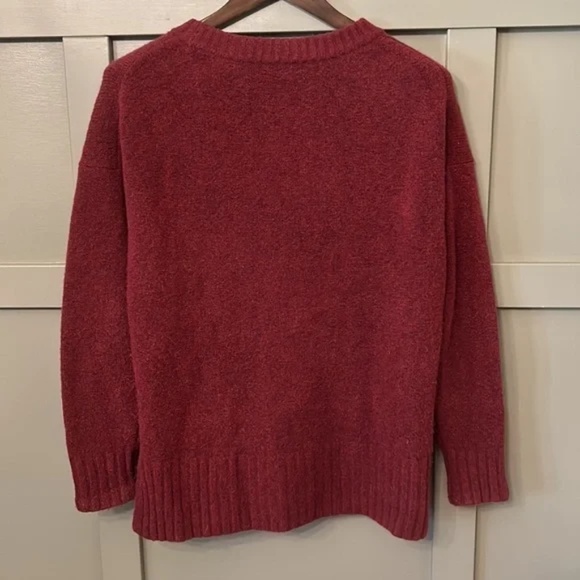 J. Crew Oversized Crewneck Sweater in Supersoft Yarn Merino Wool Alpaca Burgundy - Picture 7 of 10